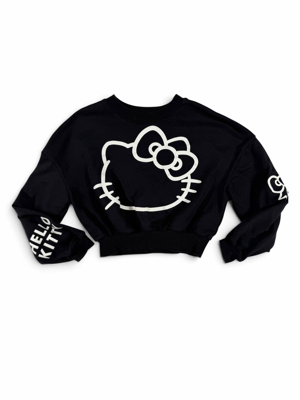 H&M Sanrio Hello Kitty Cropped Sweatshirt Black Girls Size 8-10 Years